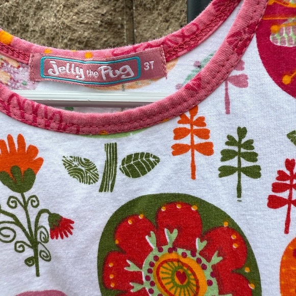 Jelly the Pug Colorful Floral Ruffle Dress girls size 3t - Picture 3 of 5
